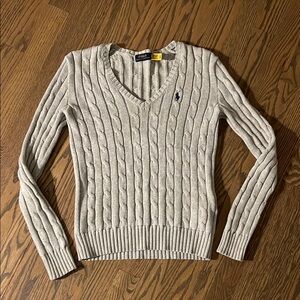 Polo by Ralph Lauren Gray V-Neck Cable Knit fits like small very stretchy